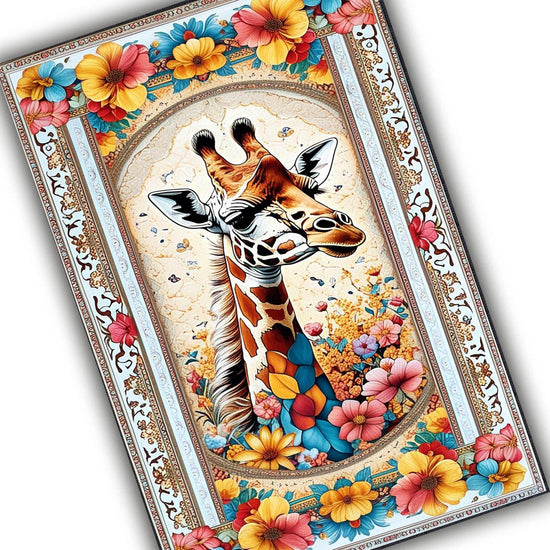 Giraffe Rug for Kids Room, Colorful Jungle Animal Decor, Chenille Washable Non-Slip Floor & Kitchen Rug, Tropical Safari Style Carpet