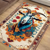 Goat Rug for Kids Room, Colorful Farm Animal Decor, Chenille Washable Non-Slip Rug, Kids Rug with Floral Persian Border, Farmhouse Style