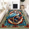 Pelican Area Rug, Vintage Coastal Nautical Beach Cottagecore Marine Decor, Rustic Kitchen Accent Carpet, Chenille Washable Rug