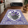 Vintage Lavender Rug, Floral Bedroom Carpet, Purple Lilac Flower Rug, Botanic Area Rug Flower Rug Kitchen Living Room, Chenille Washable Rug