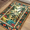 Tropical Area Rug, Forest Palm Trees Jungle Boho Floral Non Slip Carpet, Botanical Floor Decor Living Room Kitchen, Chenille Washable Rug