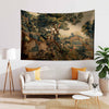 French Medieval Tapestry Verdure with Château Garden, Dark Floral Tapestry Wall Hanging, Large Landscape Tapestry Wall Art, Wall tapestries