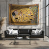 Gustav Klimt Wall Tapestry - The Kiss Love Art Decor, Masterpiece Fabric Wall Hanging, Romantic Valentines Day Gift