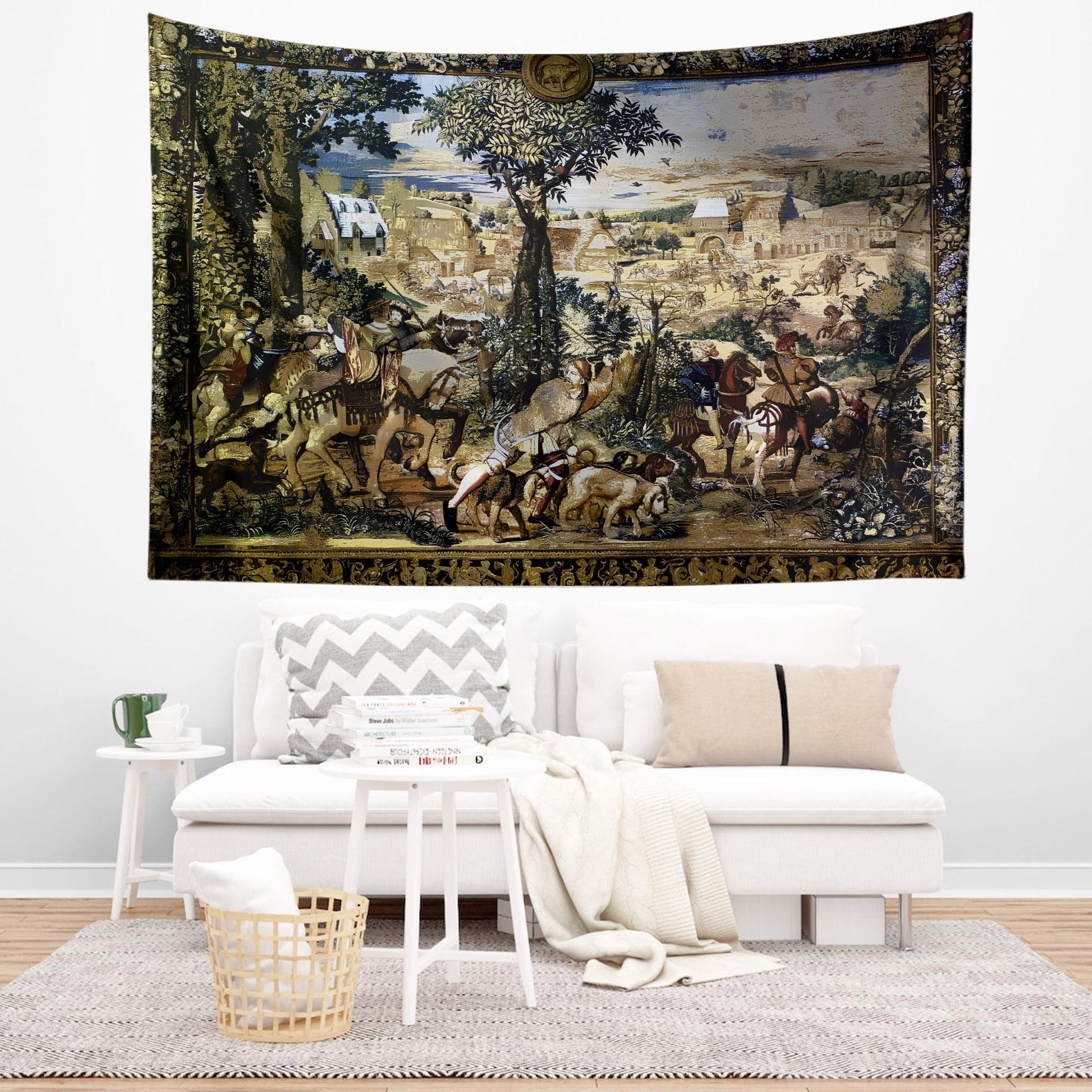 Hunt of Maximilian Wall Tapestry - Renaissance Art Decor, Medieval Hunting Scene, Historic Home Wall Hanging, Classic European Tapestry