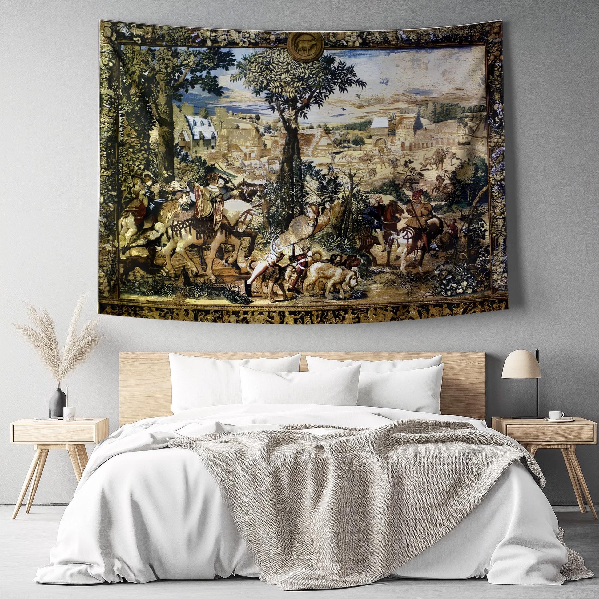 Hunt of Maximilian Wall Tapestry - Renaissance Art Decor, Medieval Hunting Scene, Historic Home Wall Hanging, Classic European Tapestry