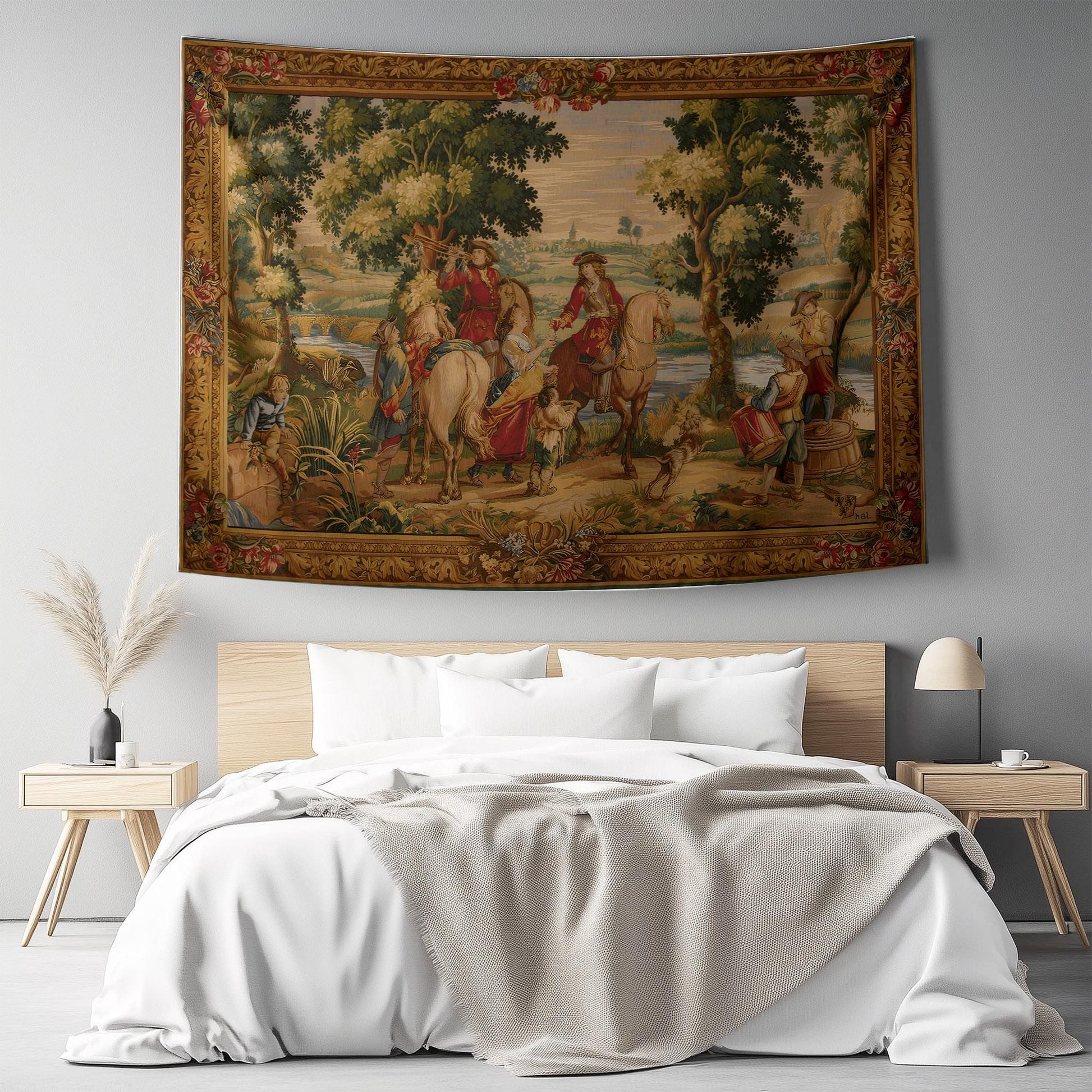 Vintage French Kings Pipers Wall Tapestry – Boho Bedroom & Living Room Decor, Detailed Artwork Textile, Unique Home Accent