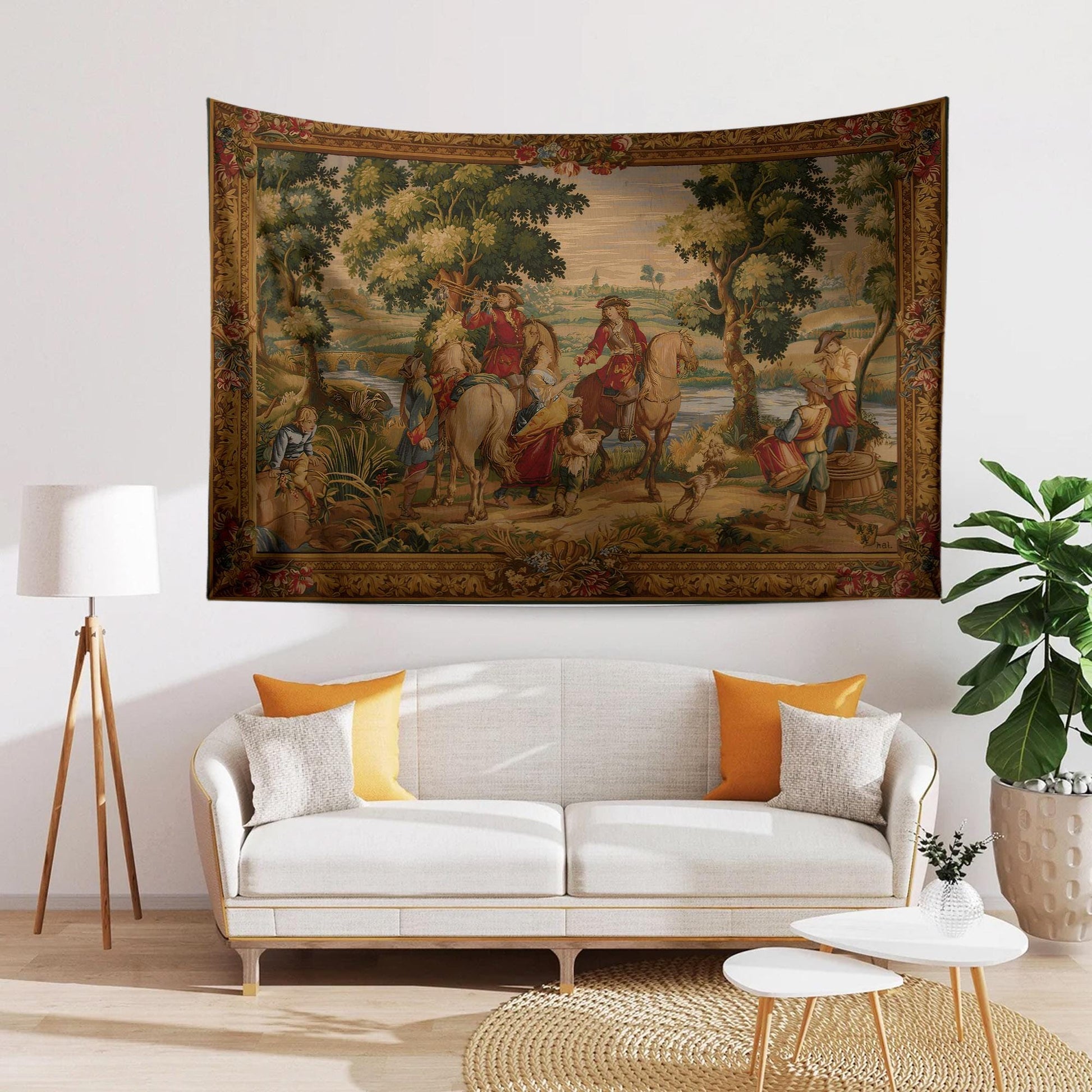 Vintage French Kings Pipers Wall Tapestry – Boho Bedroom & Living Room Decor, Detailed Artwork Textile, Unique Home Accent