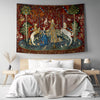Lady and the Unicorn Sense of Taste Wall Tapestry, Medieval Art Decor, Vintage Style Hanging, Boho Bedroom, Living Room Textile Gift
