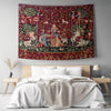 Lady and the Unicorn Smell Belgian Wall Tapestry, Medieval Art Decor, Vintage Fairy Tale Home Hanging, Unique Gift for History Lovers