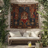 French Princess Medieval Tapestry Wall Hanging, Vintage Goth Decor, Chateau Bedroom Art, Renaissance Style Textile, Elegant Historical Gift
