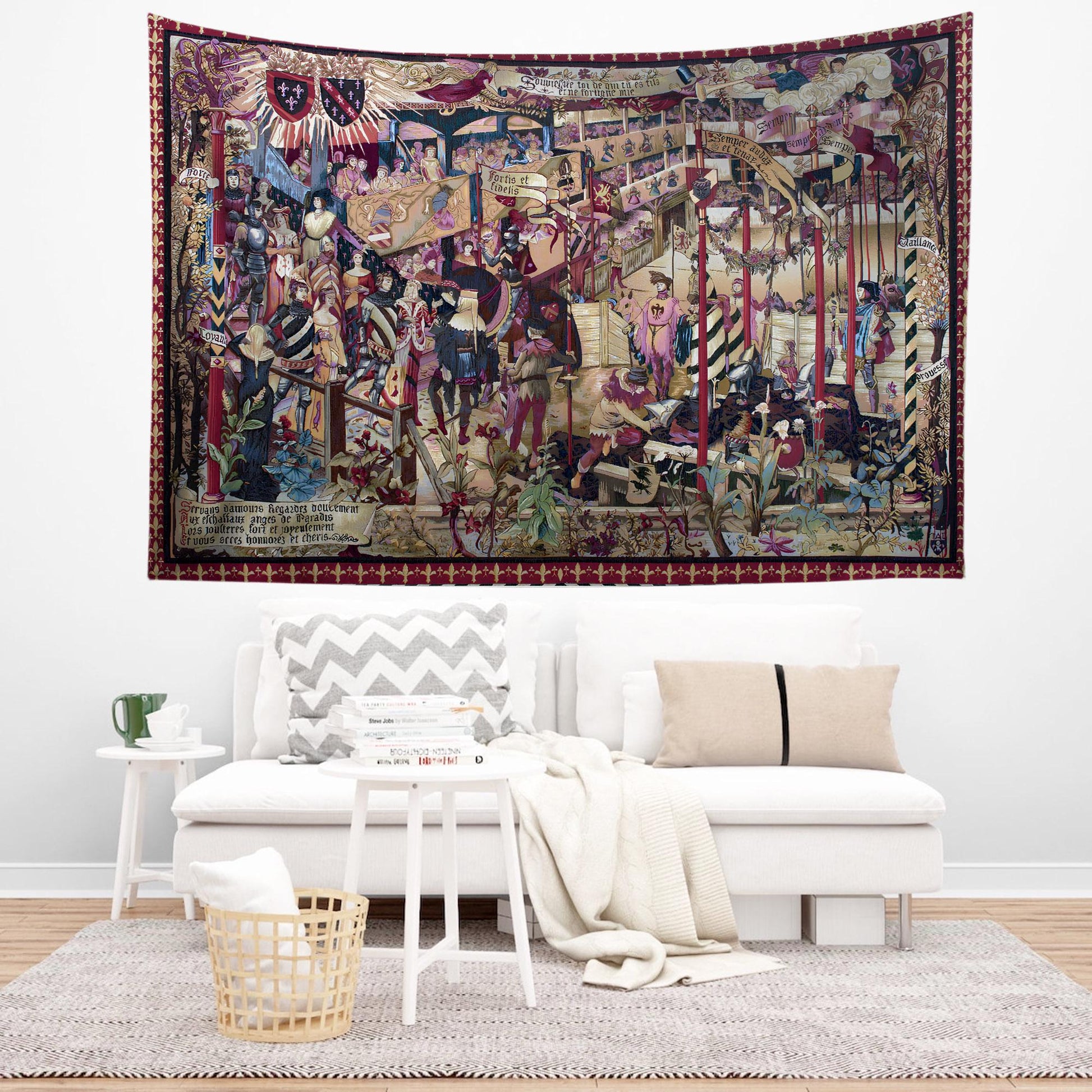 French Wall Tapestry Le Tournai Vintage Style Lightweight Hanging Art for Living Room & Bedroom Home Decor