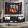 Medieval Castle Wall Tapestry in Red Burgundy – European Princess Castle Decor for Bedroom & Living Room