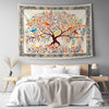 Colorful Tree of Life Tapestry Wall Hanging with Floral & Birds Design, Boho Home Decor, Nature-Inspired Art, Bedroom Living Room Accent