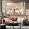 Colorful Tree of Life Tapestry Wall Hanging with Floral & Birds Design, Boho Home Decor, Nature-Inspired Art, Bedroom Living Room Accent