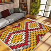 Authentic Ethnic Retro Persian Anatolian Turkish Kilim Area Rug, Washable Non Slip Living Room Rugs with pillow case gift, Brown Retro Rug