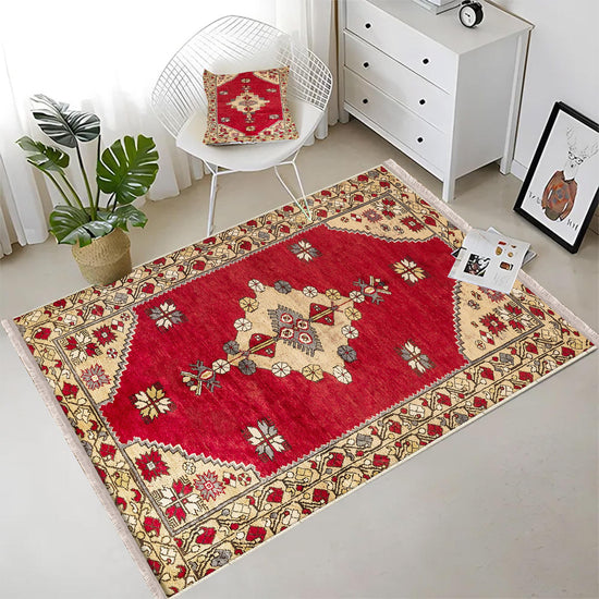 Authentic Ethnic Retro Persian Anatolian Turkish Kilim Area Rug, Washable Non Slip Living Room Rugs with pillow case gift, Brown Retro Rug