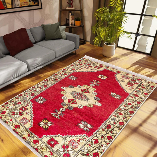 Authentic Ethnic Retro Persian Anatolian Turkish Kilim Area Rug, Washable Non Slip Living Room Rugs with pillow case gift, Brown Retro Rug