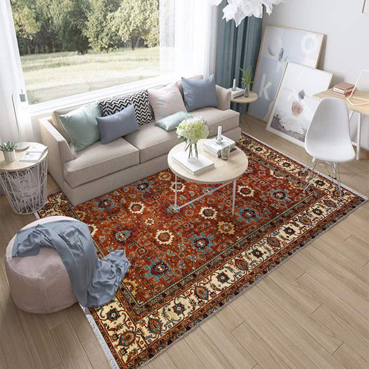 Brown Southwest Classic Area Rug|Ethnic Print Turkish Rug|Vintage Carpet|Washable Living Room Rug|Ottoman Court Carpet|Traditional Decor
