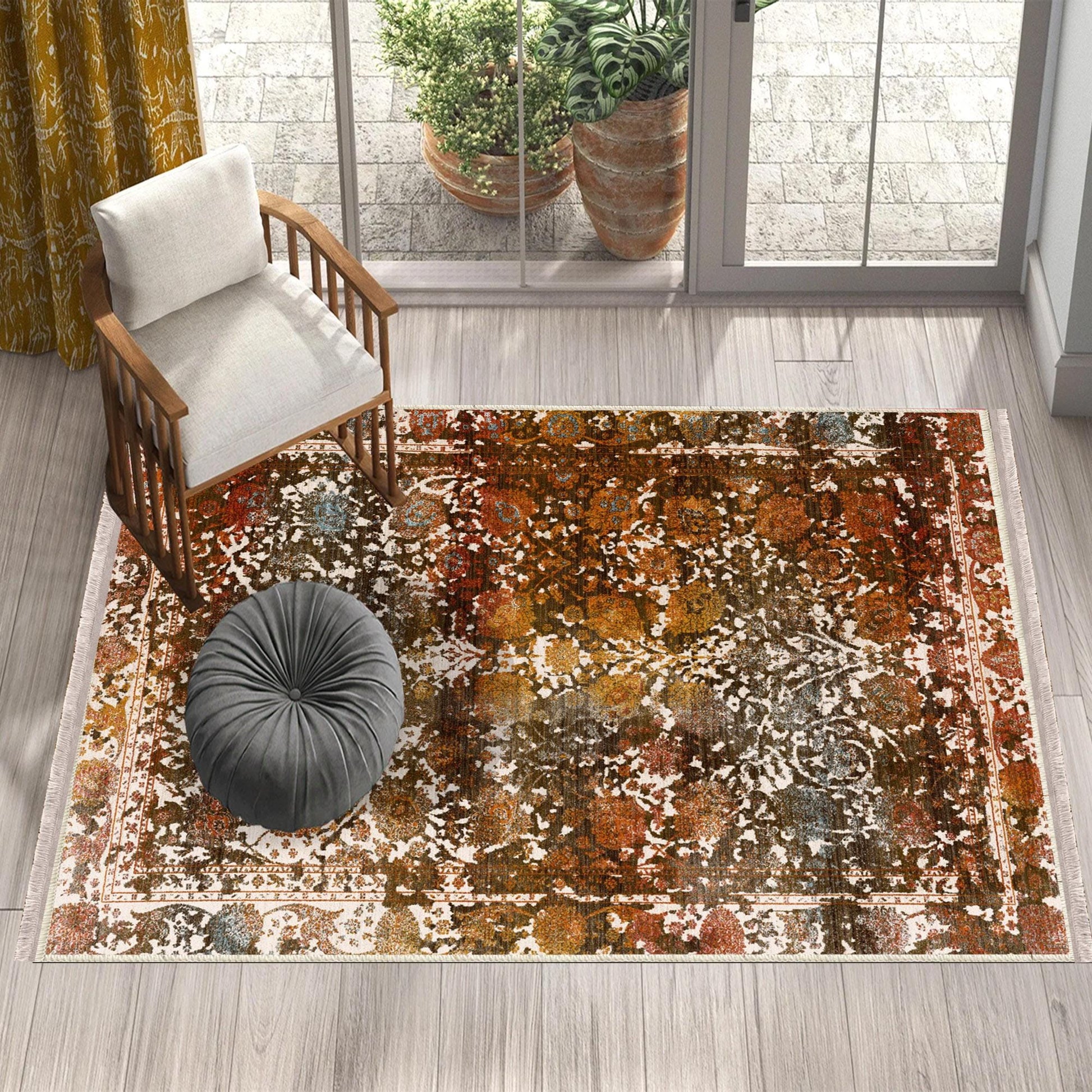 Authentic Ethnic Retro Persian Anatolian Turkish Kilim Area Rug, Washable Non Slip Living Room Rugs with pillow case gift, Housewarming Gift