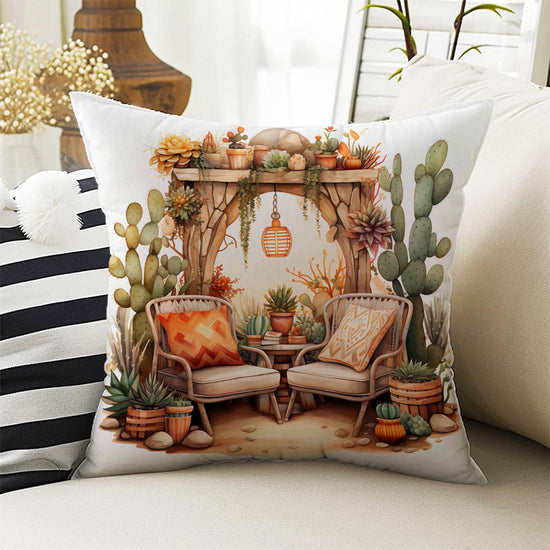 Cactus Wild Western Theme Both Side Printed Pillow Cases, Cozy Cottagecore Accent Pillow, Cactus Spun Pillow Cushion, Housewarming Gift