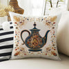 Vintage Retro Teapot Theme Both Side Printed Pillow Cases, Cozy Cottagecore Accent Pillow, Tea Time Spun Pillow Cushion, Housewarming Gift