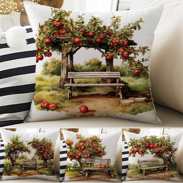 Red Apple Tree Farm Theme Both Side Printed Pillow Cases, Cozy Cottagecore Accent Pillow, Apple Spun Pillow Cushion, Housewarming Gift