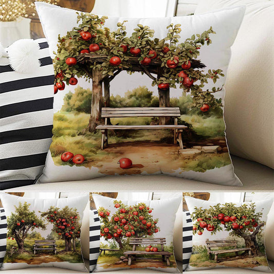 Red Apple Tree Farm Theme Both Side Printed Pillow Cases, Cozy Cottagecore Accent Pillow, Apple Spun Pillow Cushion, Housewarming Gift