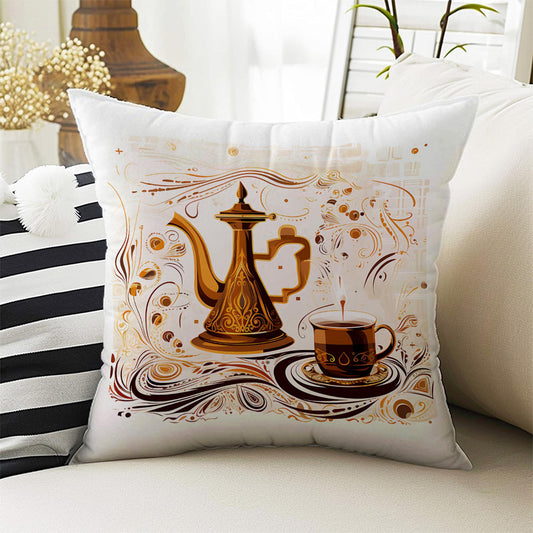 Vintage Retro Coffee Theme Both Side Printed Pillow Cases, Cozy Cottagecore Accent Pillow, Coffee Spun Pillow Cushion, Housewarming Gift