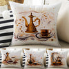 Vintage Retro Coffee Theme Both Side Printed Pillow Cases, Cozy Cottagecore Accent Pillow, Coffee Spun Pillow Cushion, Housewarming Gift