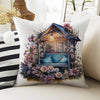 Purple Flowers Farmhouse Theme Both Side Printed Pillow Cases, Cozy Cottagecore Accent Pillow, Floral Spun Pillow Cushion, Housewarming Gift