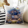 Purple Flowers Farmhouse Theme Both Side Printed Pillow Cases, Cozy Cottagecore Accent Pillow, Floral Spun Pillow Cushion, Housewarming Gift