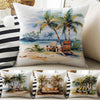 Tropical Summer Beach Theme Both Side Printed Pillow Cases, Cozy Cottagecore Accent Pillow, Tropic Spun Pillow Cushion, Housewarming Gift