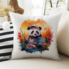 Colorful Panda Bear Theme Both Side Printed Pillow Cases, Cozy Cottagecore Accent Pillow, Animal Spun Pillow Cushion, Housewarming Gift
