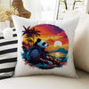 Colorful Panda Bear Theme Both Side Printed Pillow Cases, Cozy Cottagecore Accent Pillow, Animal Spun Pillow Cushion, Housewarming Gift