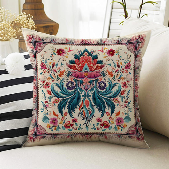 Turkish Vintage Retro Flowers Both Side Printed Pillow Cases, Cozy Cottagecore Accent Pillow, Floral Spun Pillow Cushion, Housewarming Gift
