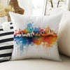 Colorful Retro Houses Both Side Printed Pillow Cases, Cozy Cottagecore Accent Pillow, Vintage City Spun Pillow Cushion, Housewarming Gift