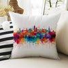 Colorful Retro Houses Both Side Printed Pillow Cases, Cozy Cottagecore Accent Pillow, Vintage City Spun Pillow Cushion, Housewarming Gift