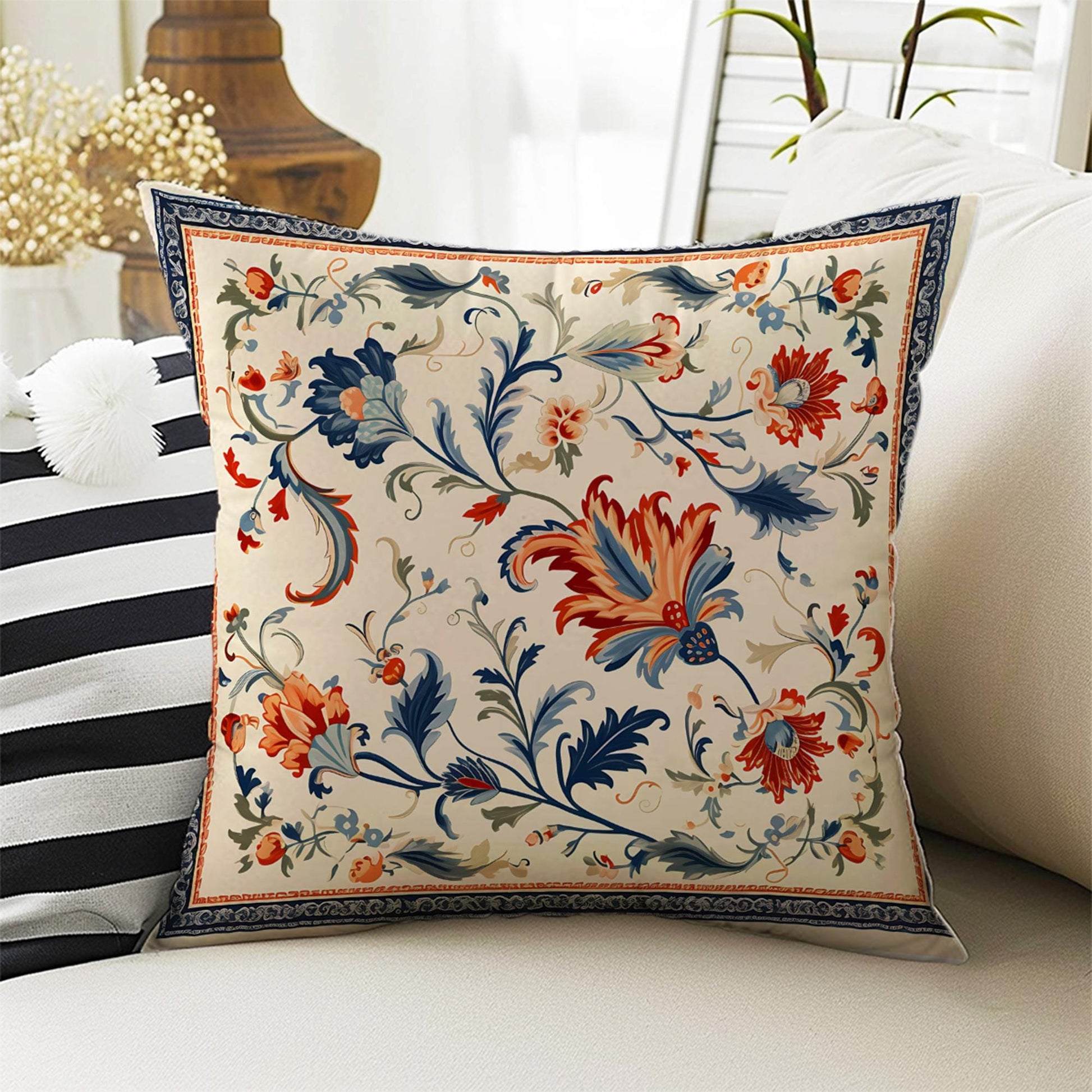 Vintage Retro Roses Both Side Printed Pillow Cases, Cozy Cottagecore Accent Pillow, Turkish Floral Spun Pillow Cushion, Housewarming Gift