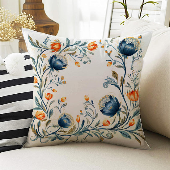 Vintage Retro Flowers Both Side Printed Pillow Cases, Cozy Cottagecore Accent Pillow, Turkish Floral Spun Pillow Cushion, Housewarming Gift