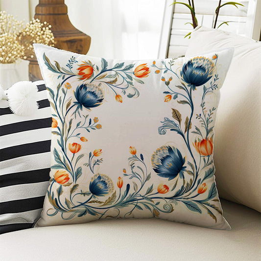 Vintage Retro Flowers Both Side Printed Pillow Cases, Cozy Cottagecore Accent Pillow, Turkish Floral Spun Pillow Cushion, Housewarming Gift