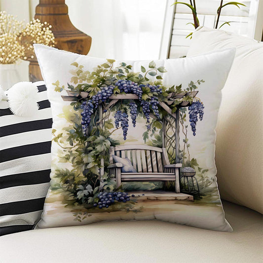 Grapes Garden Floral Both Side Printed Pillow Cases, Cozy Cottagecore Accent Pillow, Fruits Garden Spun Pillow Cushion, Housewarming Gift