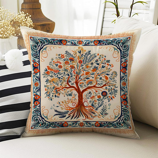 Tree Of Life Retro Both Side Printed Pillow Cases, Cozy Cottagecore Accent Pillow, Tree Floral Spun Pillow Cushion, Housewarming Gift