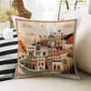 Vintage Retro Houses Town Both Side Printed Pillow Cases, Cozy Cottagecore Accent Pillow, City Spun Pillow Cushion, Housewarming Gift