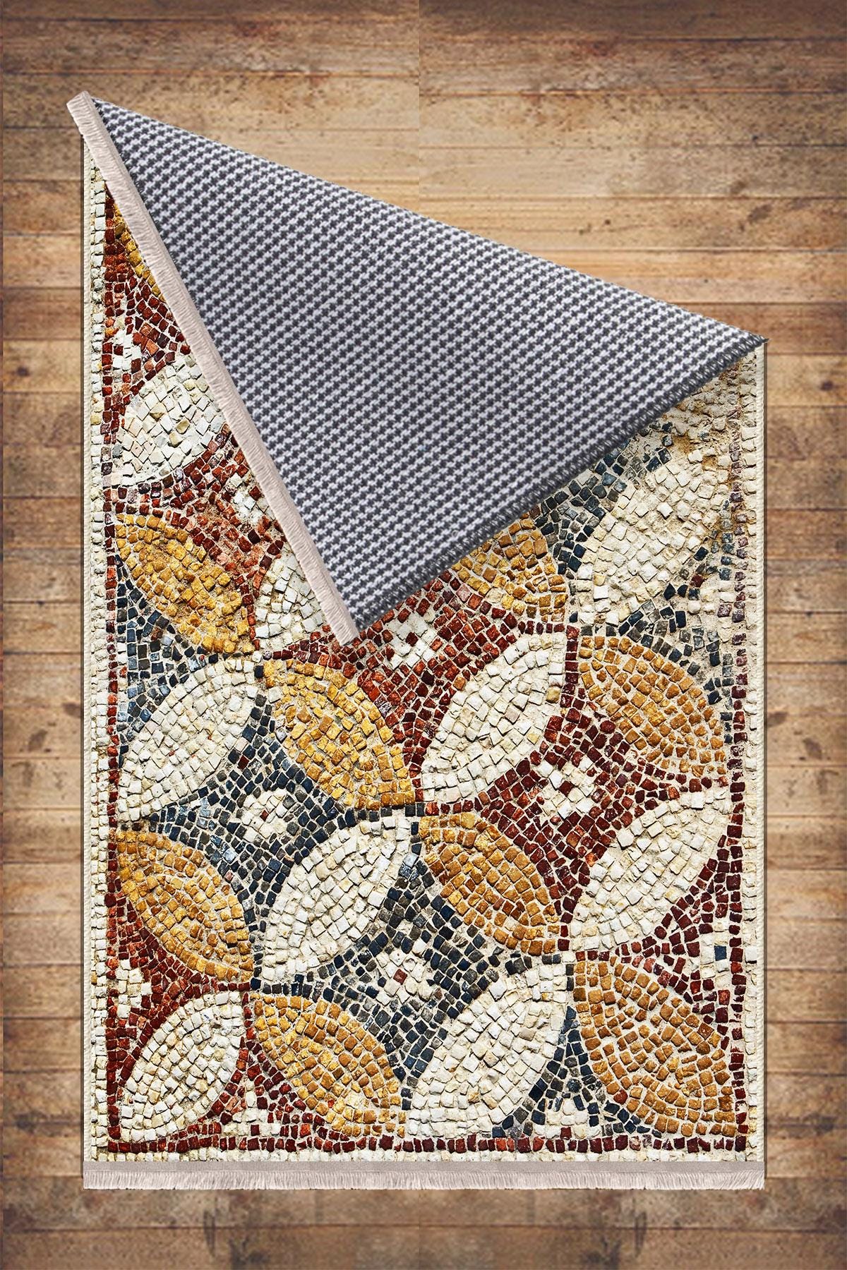 Authentic Ethnic Retro Persian Anatolian Turkish Kilim Area Rug, Washable Non Slip Living Room Rugs with pillow case gift, Mosaic Stones Rug