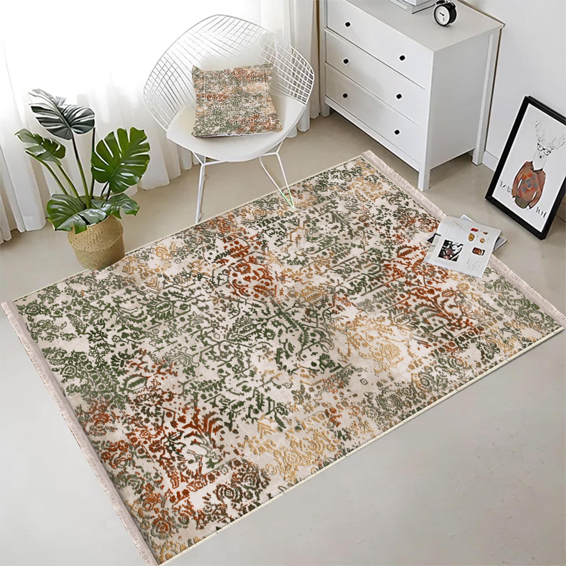 Authentic Ethnic Retro Persian Anatolian Turkish Kilim Area Rug, Washable Non Slip Living Room Rugs with pillow case gift, Housewarming Gift