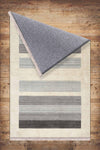 Cream Gray Lines Modern Design Area Rug Runner, Geometric Accent Carpet, Unique Room Mat, Washable Anti-Slip Rug with pillow case gift