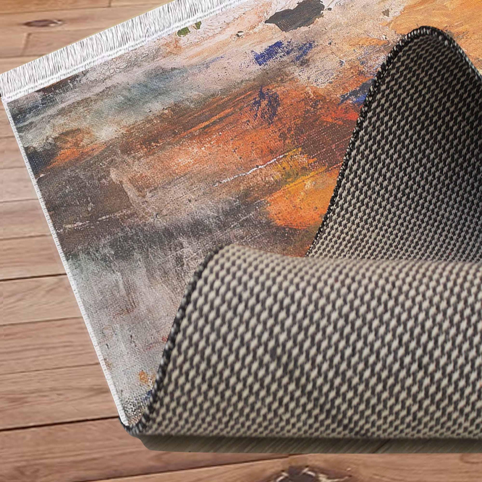 Colorful Watercolor Modern Design Area Rug Runner, Geometric Abstract Carpet, Unique Room Mat, Washable Anti-Slip Rug with pillow case gift