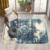 Green Blue Cream Modern Design Area Rug Runner, Geometric Accent Carpet, Unique Room Mat, Washable Anti-Slip Rug with pillow case gift