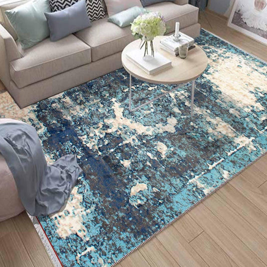 Green Blue Cream Modern Design Area Rug Runner, Geometric Accent Carpet, Unique Room Mat, Washable Anti-Slip Rug with pillow case gift