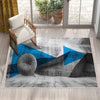 Blue Gray Arrow Modern Design Area Rug Runner, Geometric Abstract Carpet, Unique Room Mat, Washable Anti-Slip Rug with pillow case gift